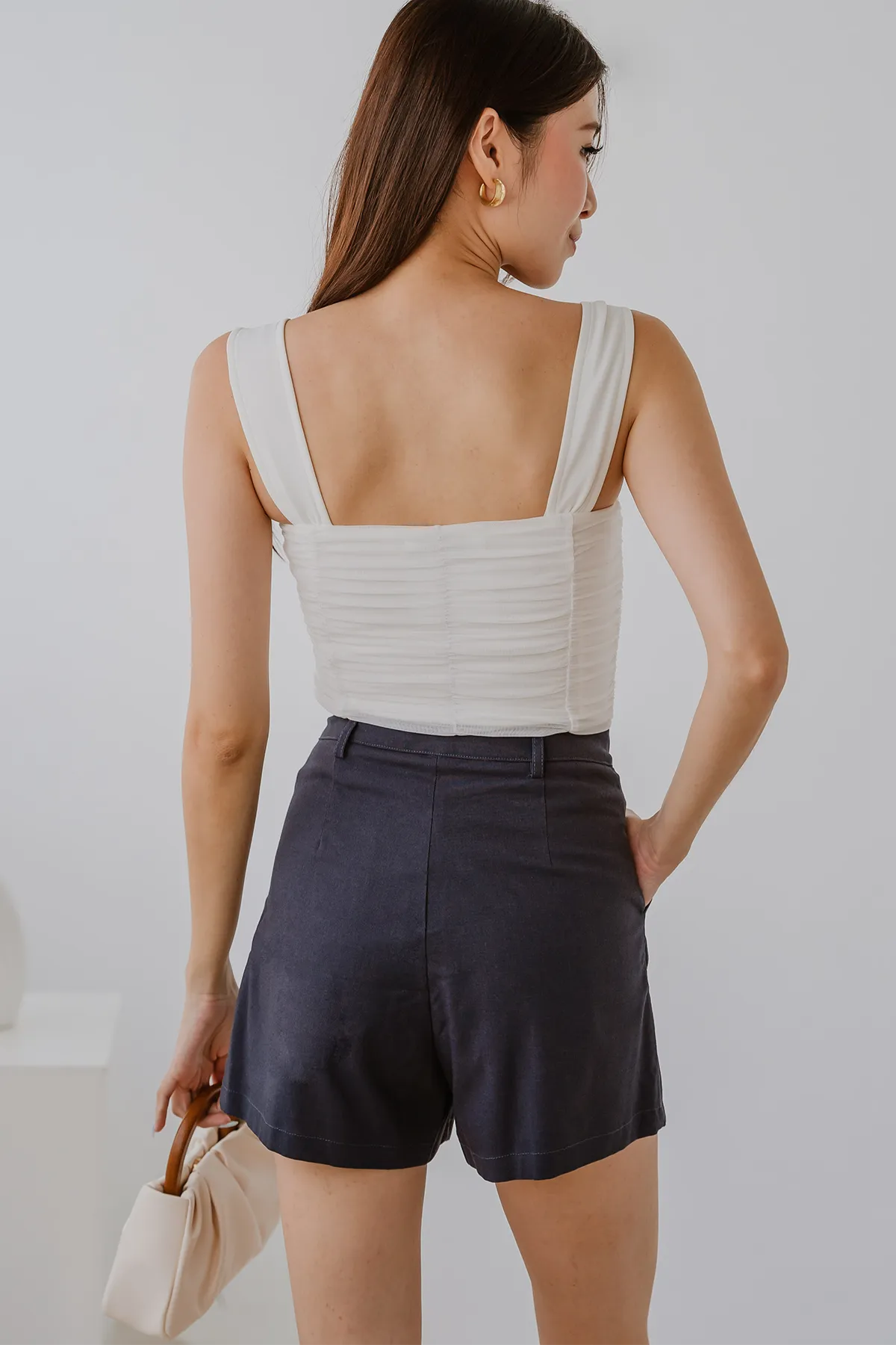 Loveline Linen High Waist Shorts (Slate)