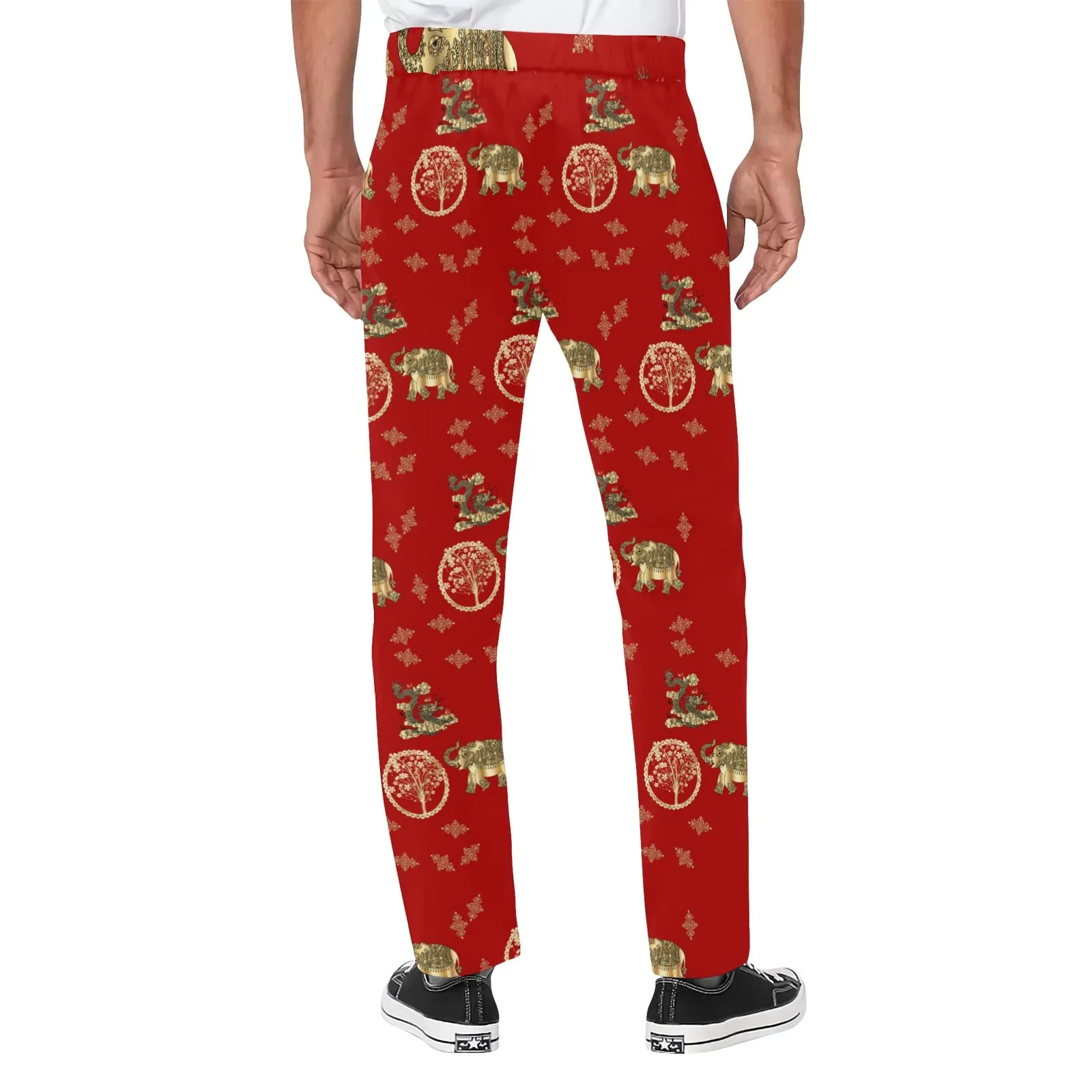 Lucky GOLD ELEMENTS Red Men's Printed Casual Trousers
