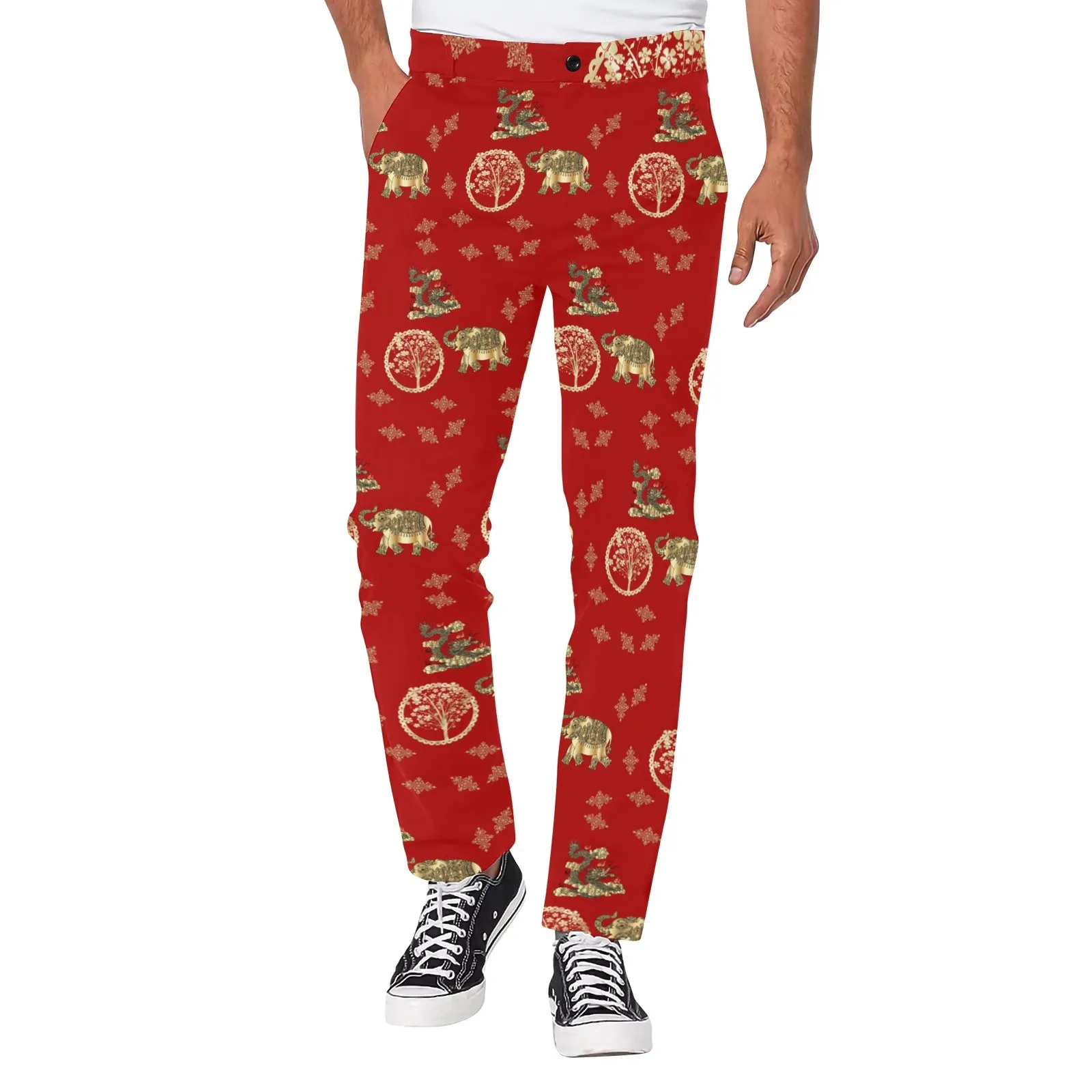 Lucky GOLD ELEMENTS Red Men's Printed Casual Trousers