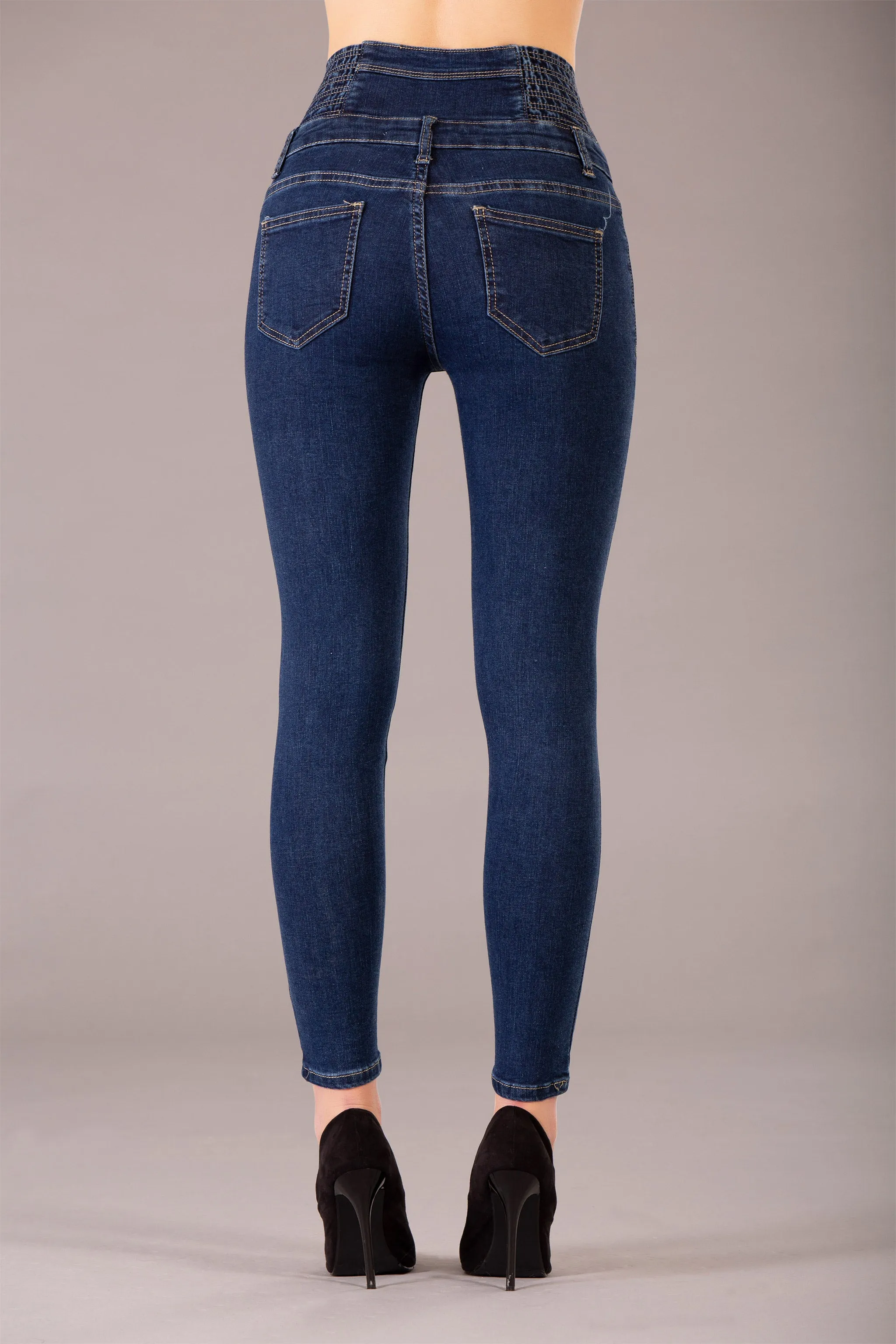 LuxeFit Dark Indigo High-Waist Skinny Jeans