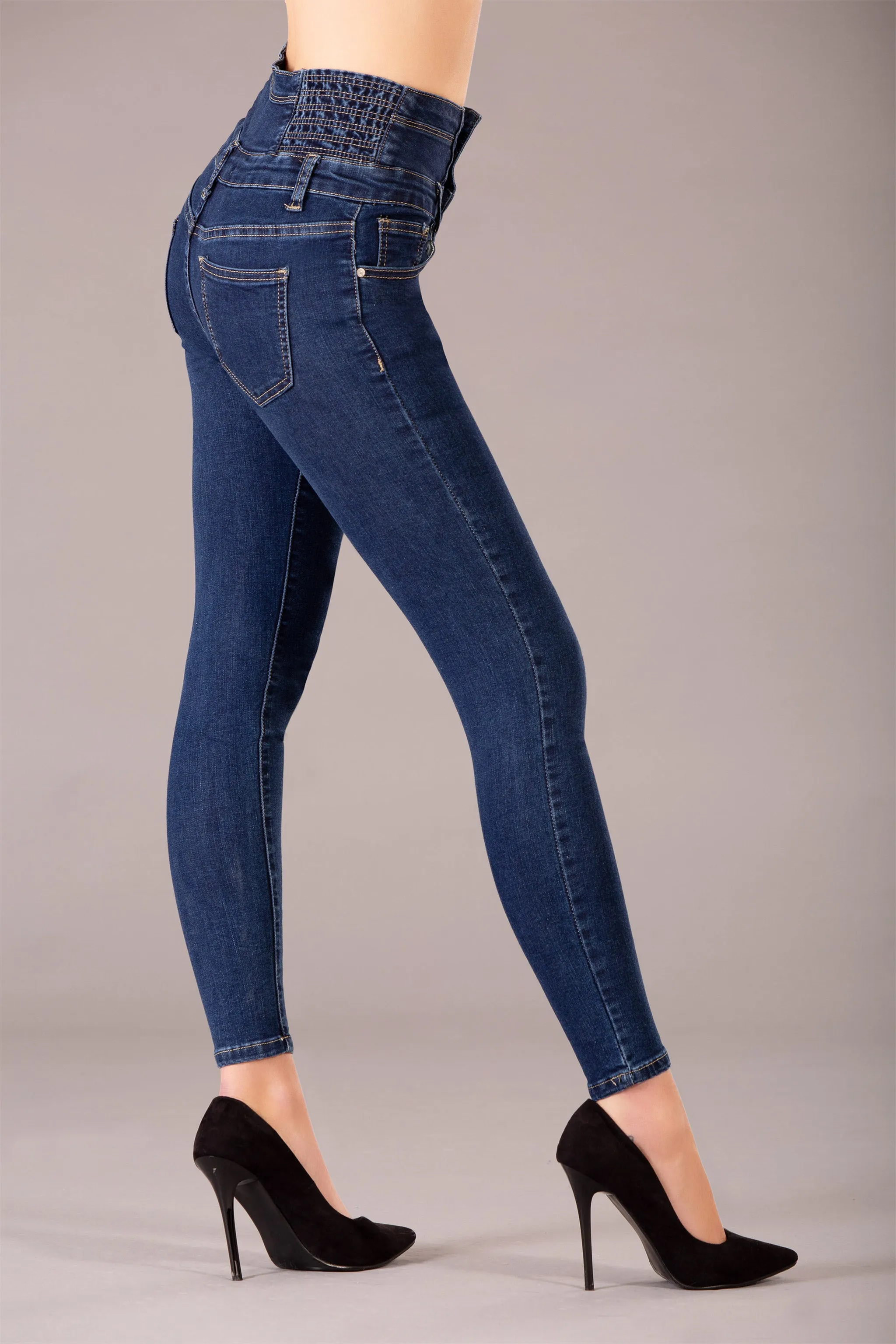 LuxeFit Dark Indigo High-Waist Skinny Jeans