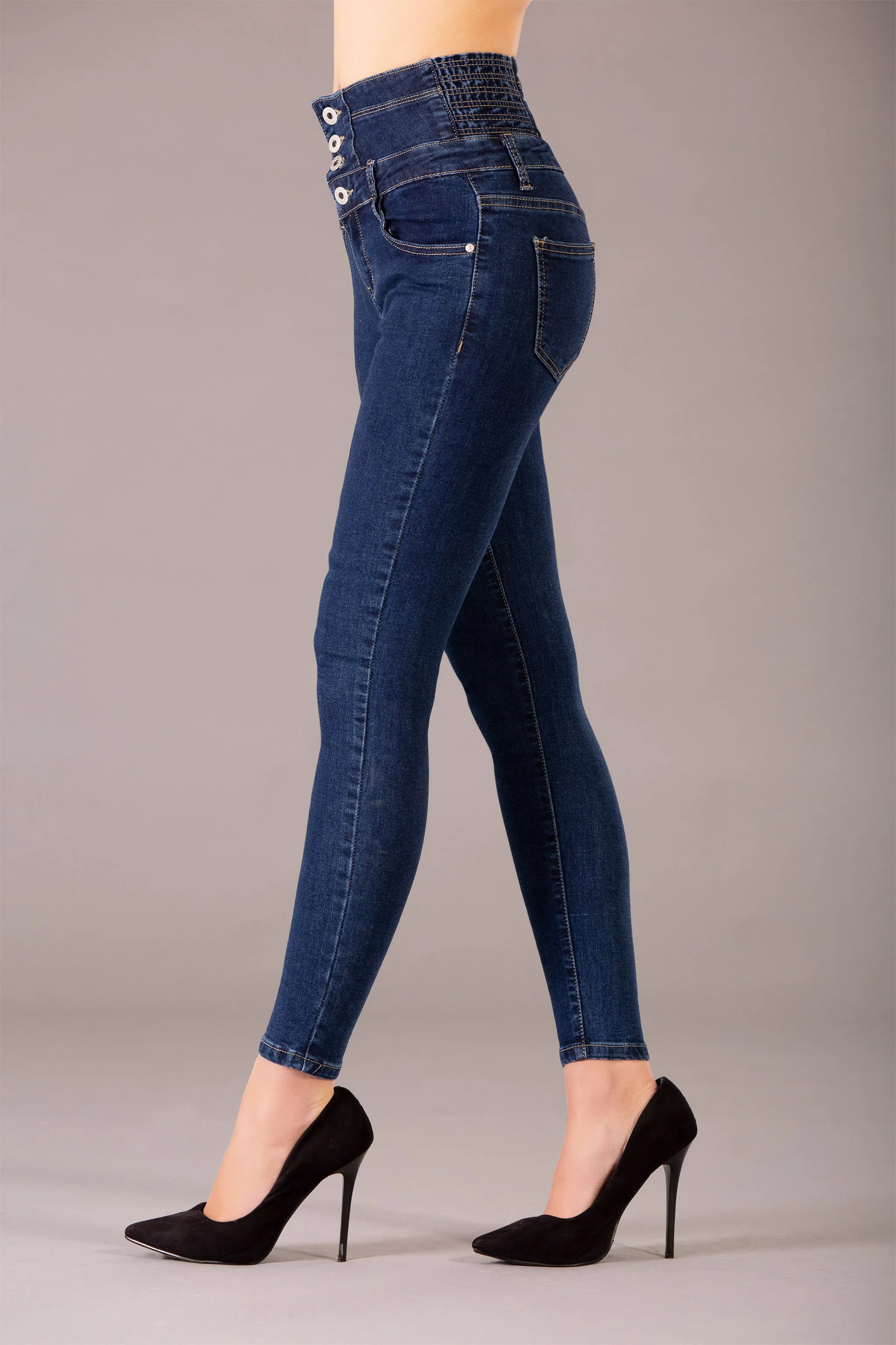 LuxeFit Dark Indigo High-Waist Skinny Jeans