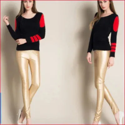 Luxurious Gold High Waisted Leather Leggings