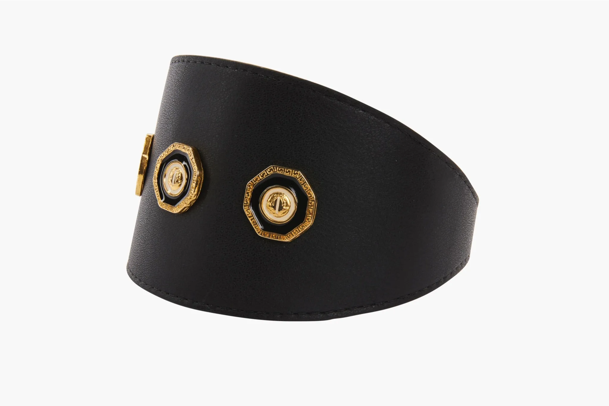 Luxury Pet Fashion Black Italian Leather With Vintage Rivets