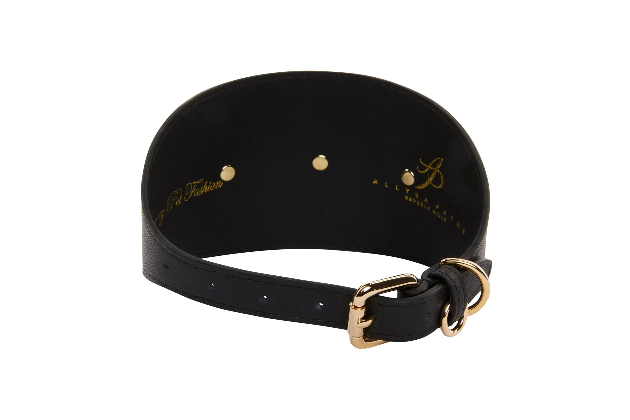 Luxury Pet Fashion Black Italian Leather With Vintage Rivets
