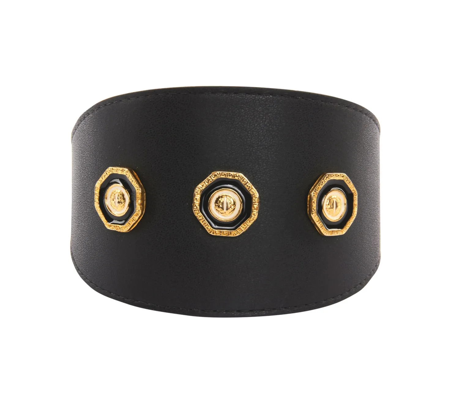 Luxury Pet Fashion Black Italian Leather With Vintage Rivets