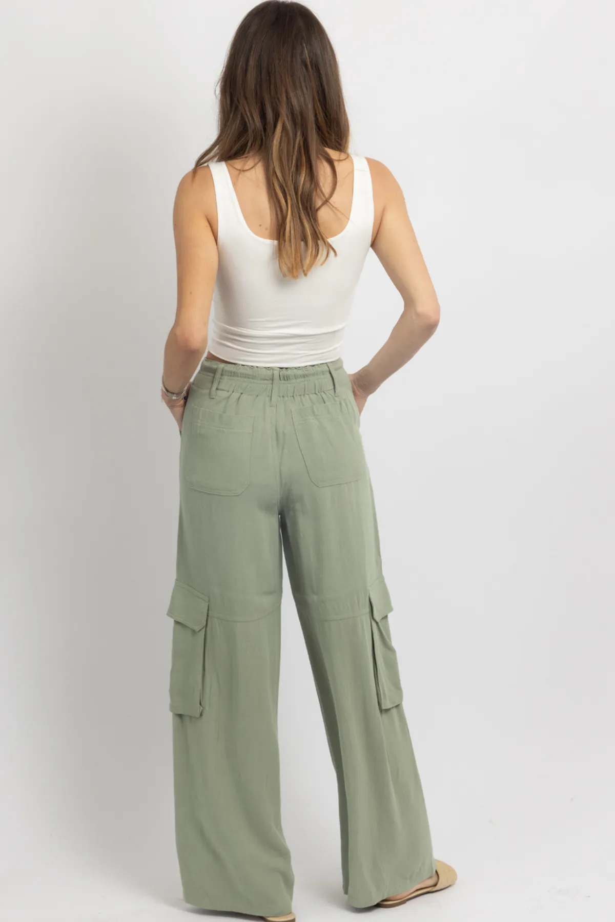 MAYA OLIVE LINEN UTILITY PANT *BACK IN STOCK*