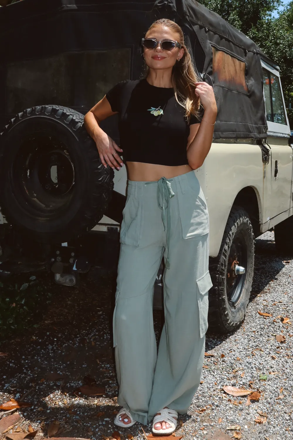 MAYA OLIVE LINEN UTILITY PANT *BACK IN STOCK*