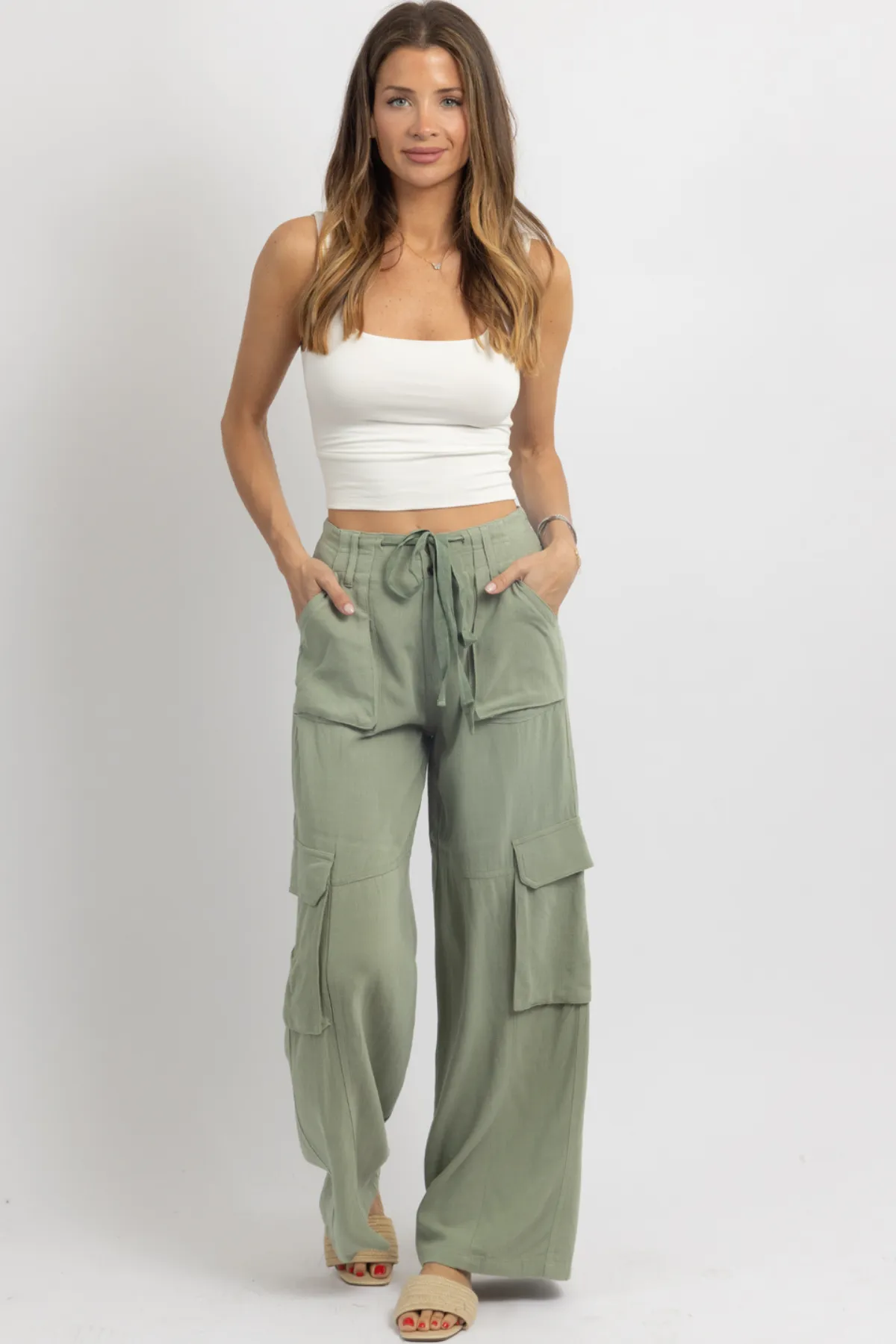 MAYA OLIVE LINEN UTILITY PANT *BACK IN STOCK*