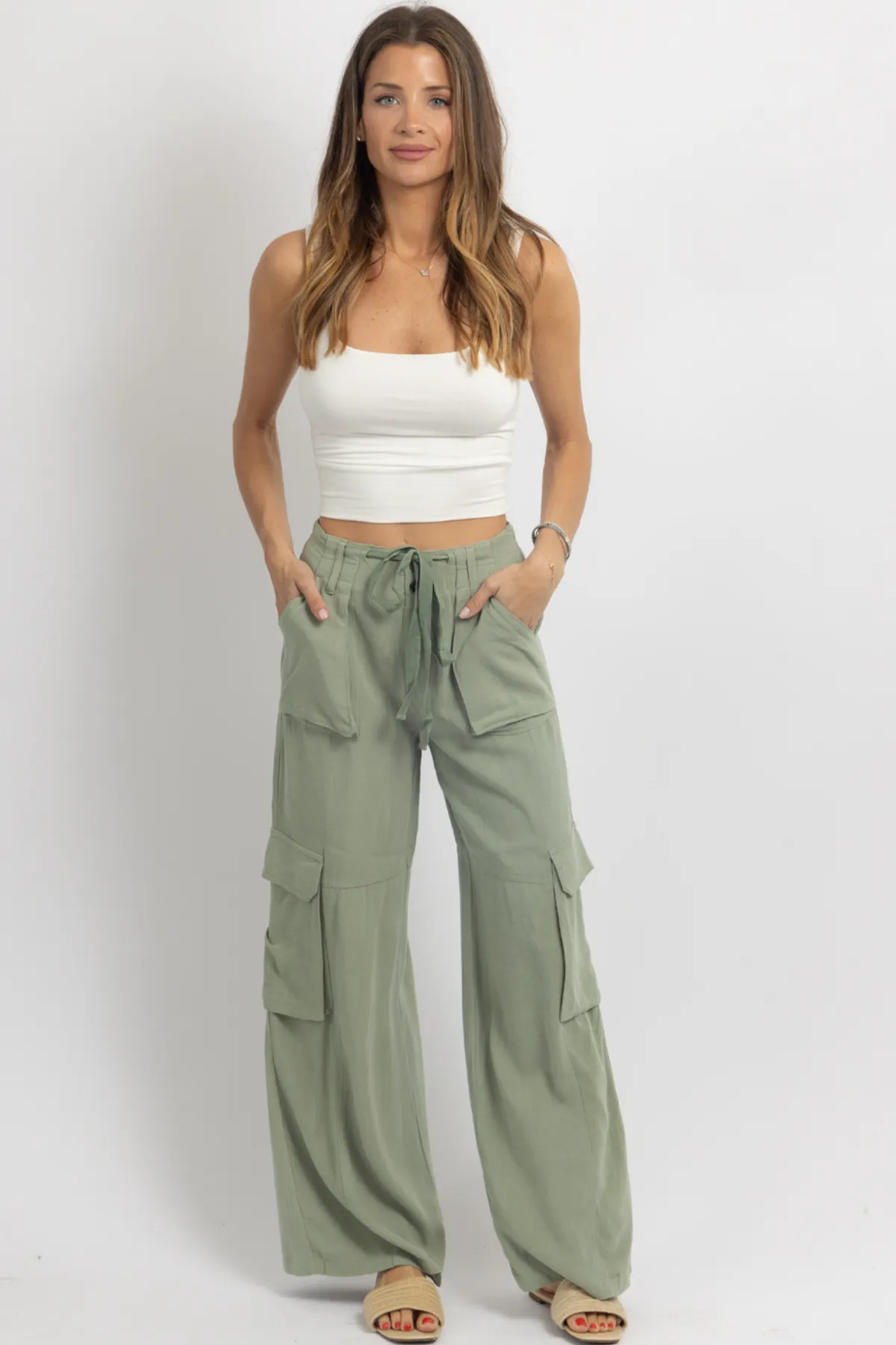 MAYA OLIVE LINEN UTILITY PANT *BACK IN STOCK*