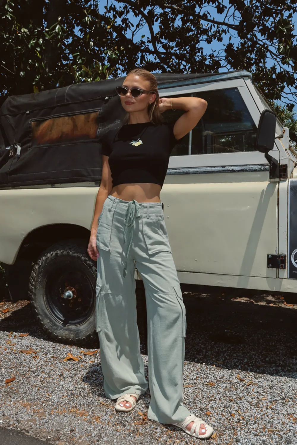 MAYA OLIVE LINEN UTILITY PANT *BACK IN STOCK*