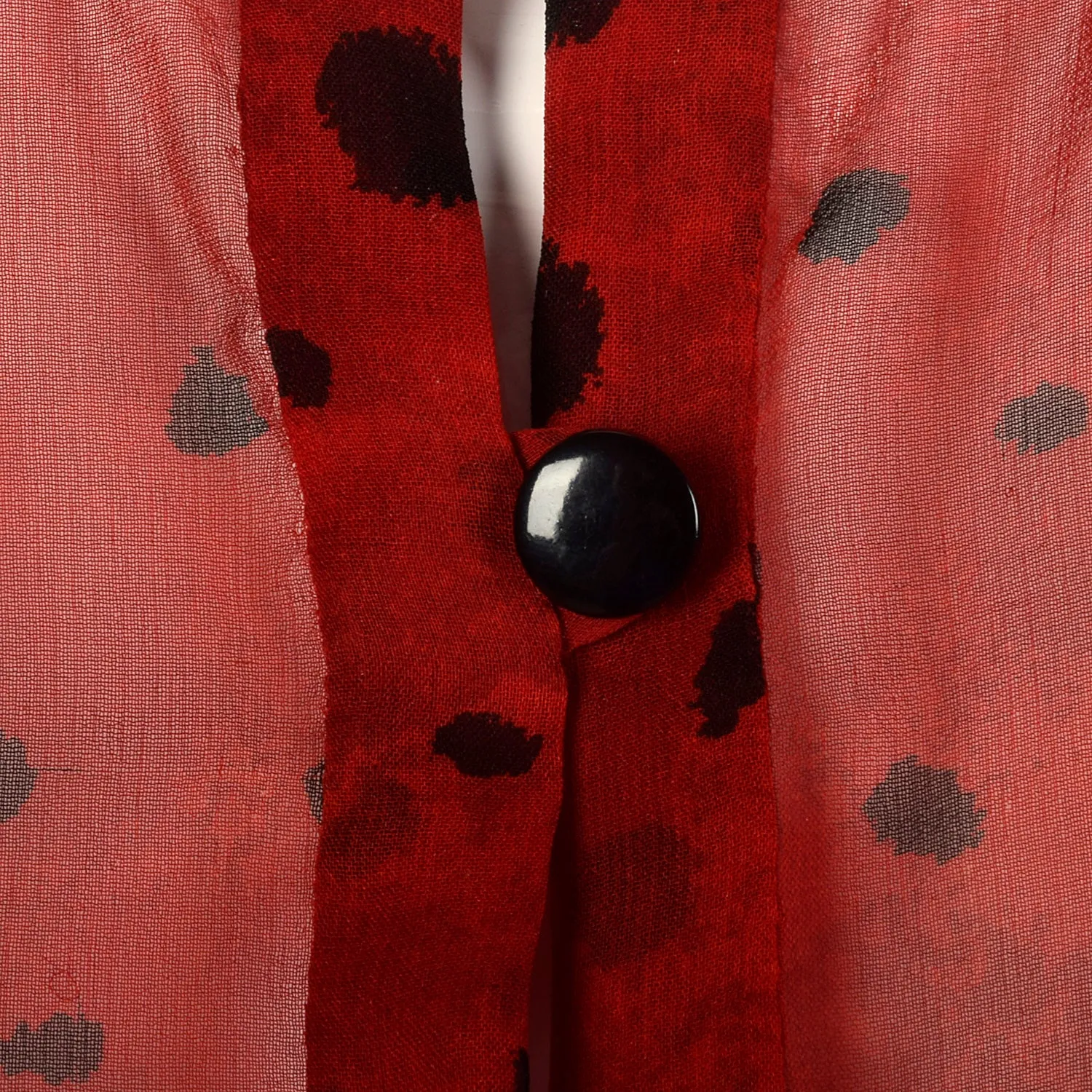 Medium 1980s Sheer Red Tunic With Scarf