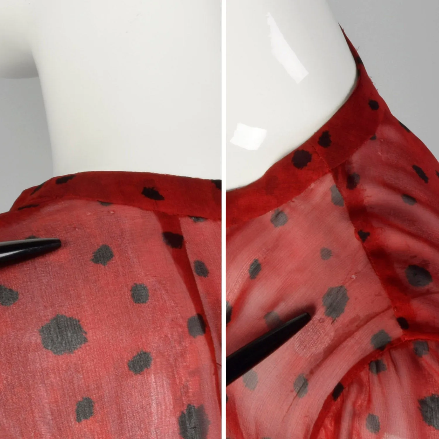 Medium 1980s Sheer Red Tunic With Scarf