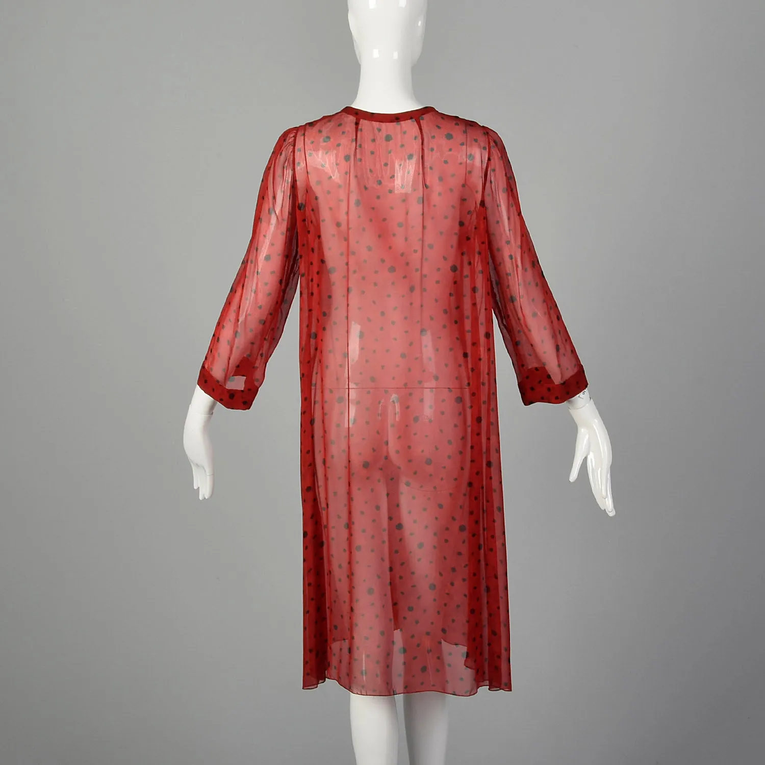 Medium 1980s Sheer Red Tunic With Scarf