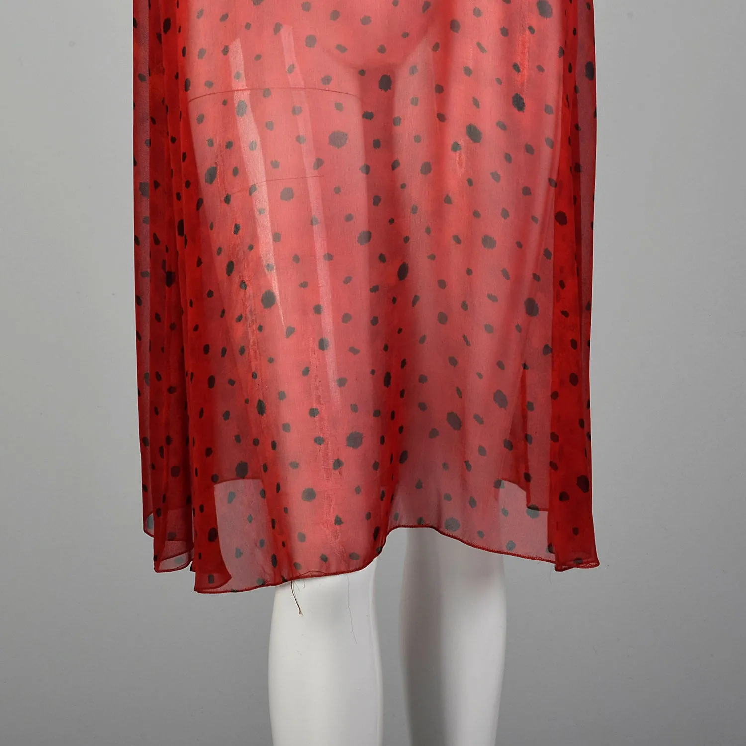 Medium 1980s Sheer Red Tunic With Scarf