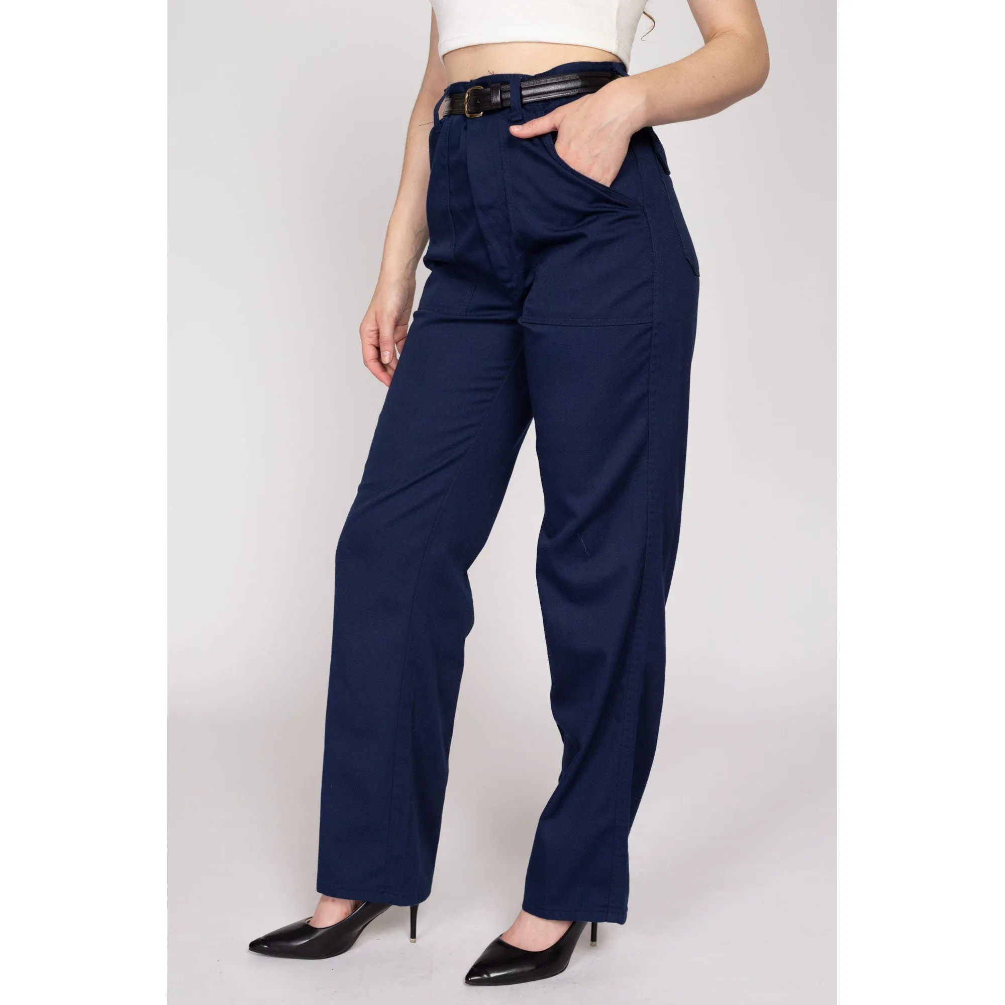 Medium 70s Navy Blue Straight Leg Pants 29"