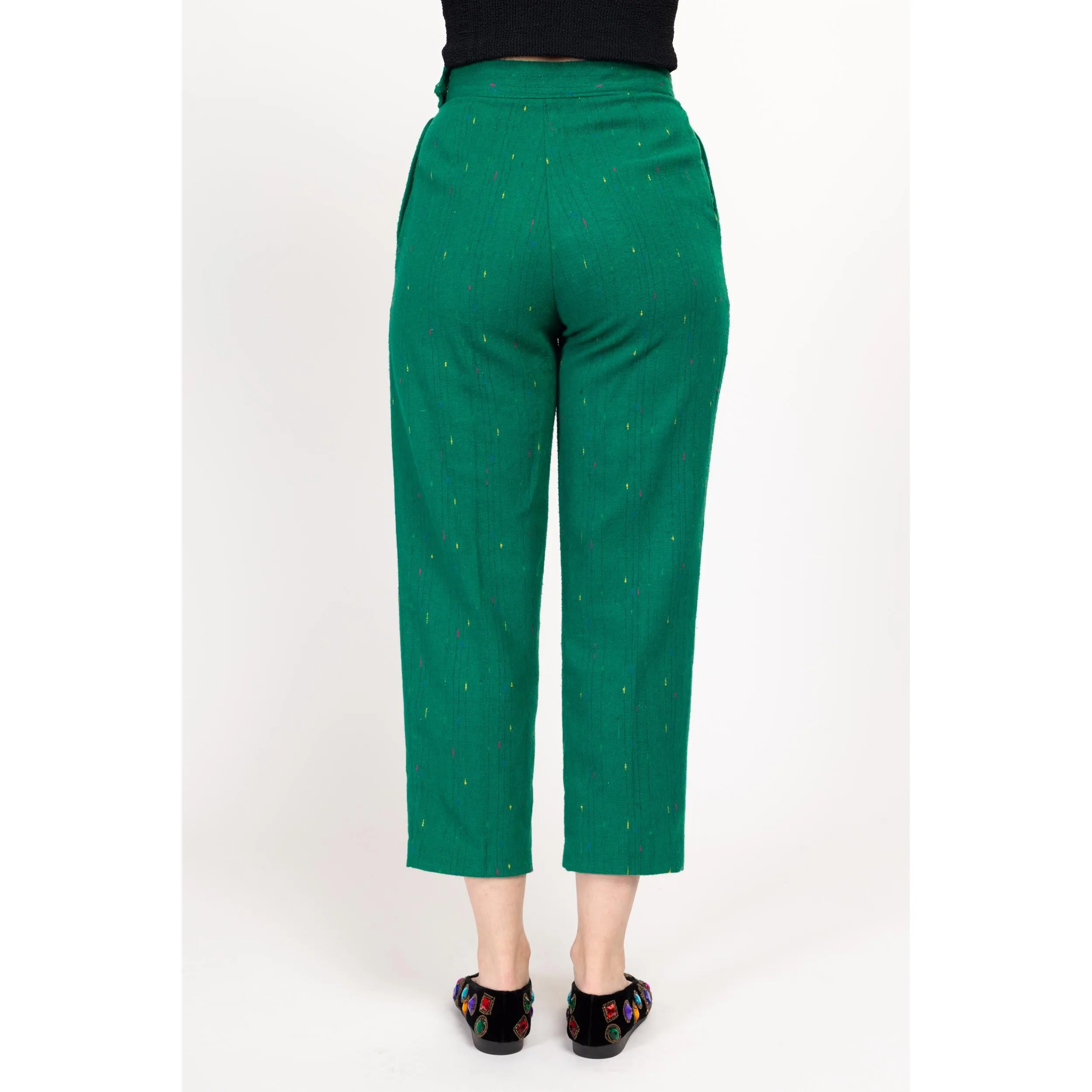 Medium 80s Green Rainbow Nep Trousers 31"
