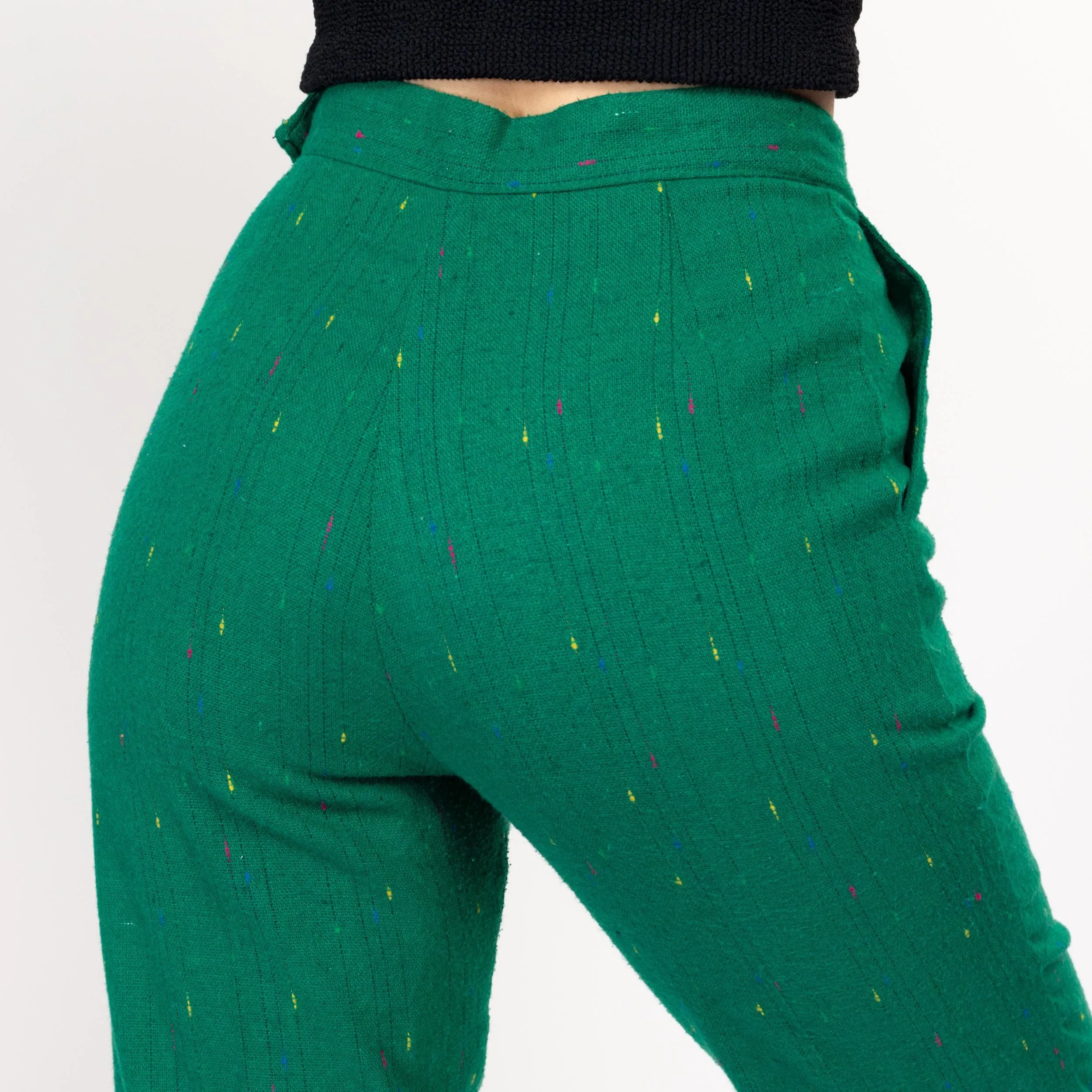 Medium 80s Green Rainbow Nep Trousers 31"