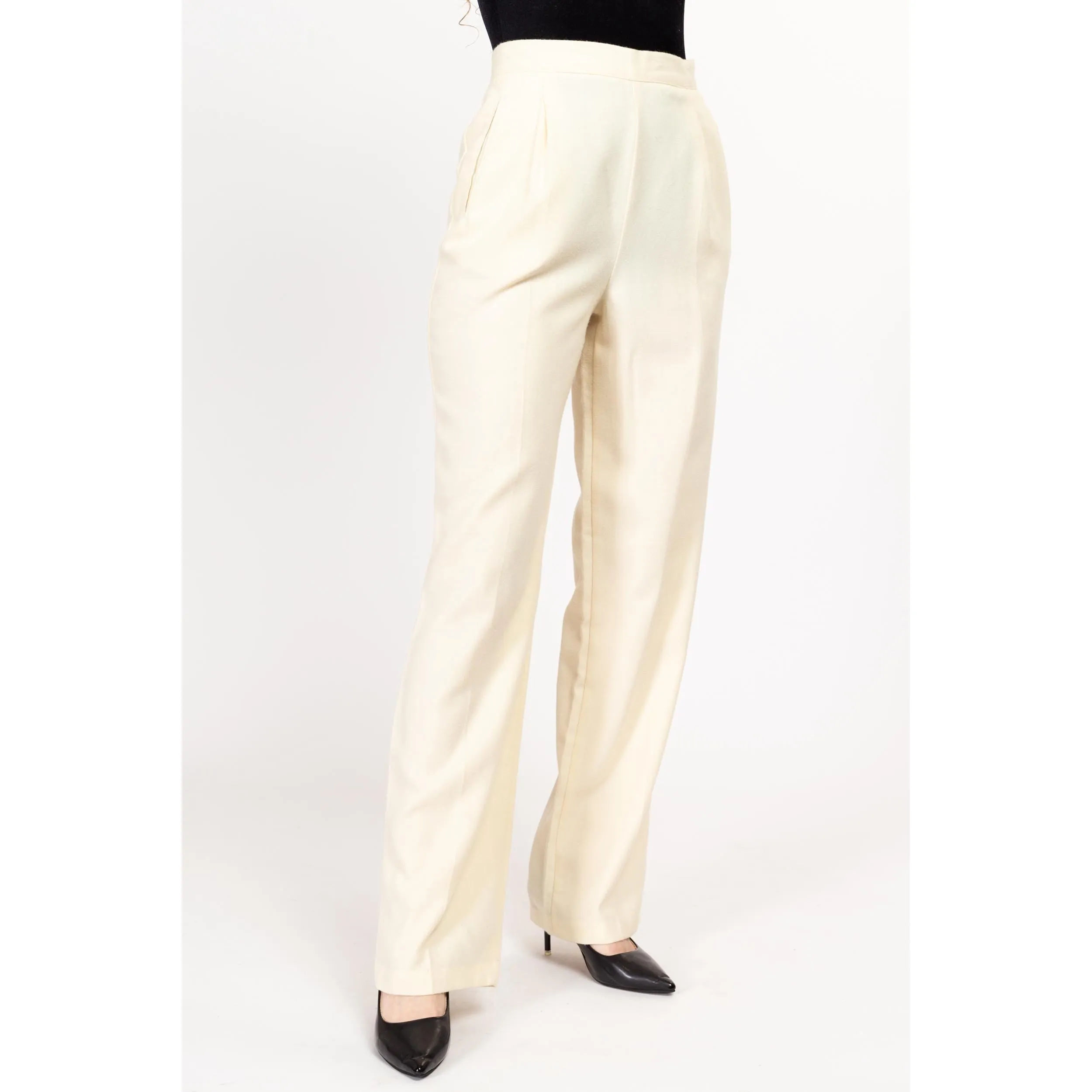 Medium 80s The Limited Cream Felt High Waisted Trousers 28"