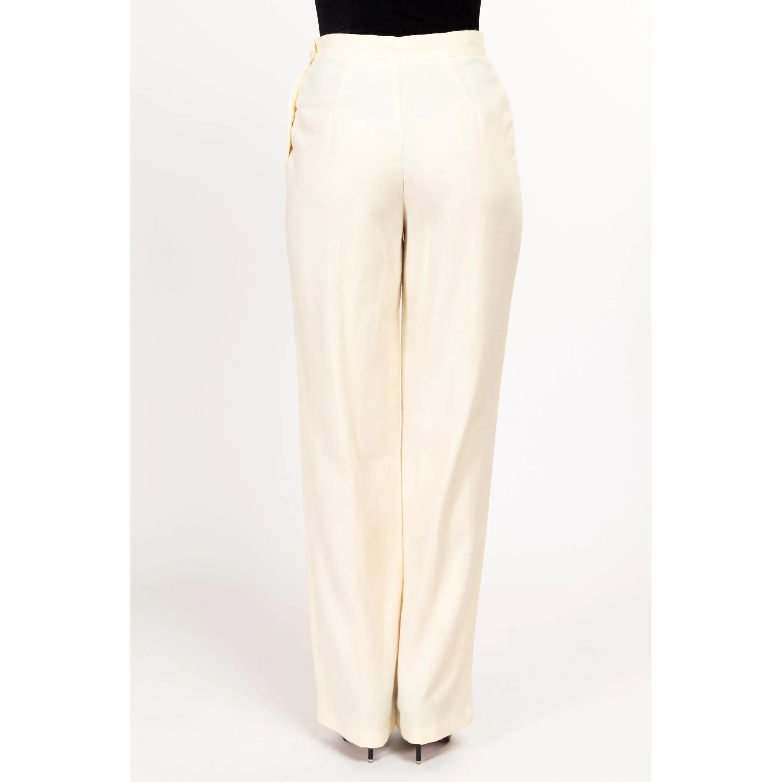 Medium 80s The Limited Cream Felt High Waisted Trousers 28"