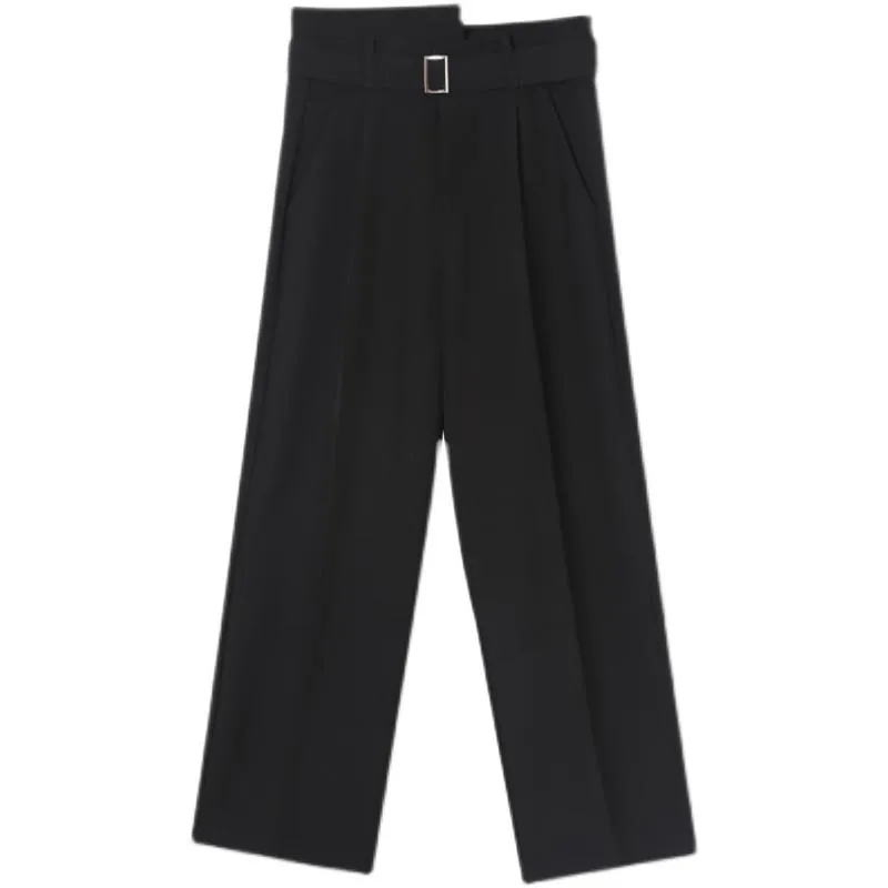 Men Casual Straight Loose Irregular High Waist Pants