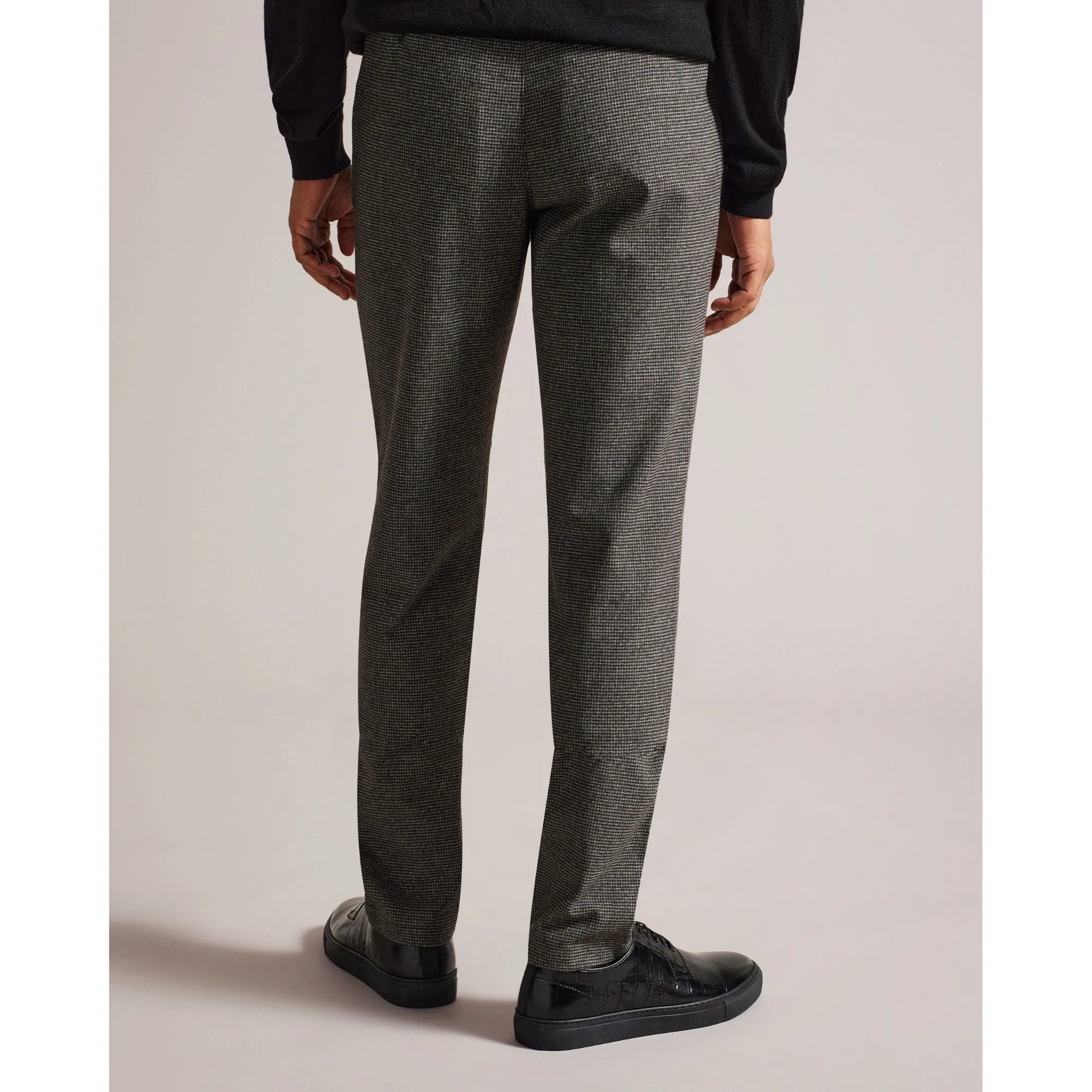 Men Mmt-Ziyech-Slim Fit Houndstooth Chino Trouser - Grey