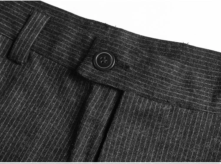 Men's Autumn/Winter Texture Woolen Striped Vertical Pattern Trousers