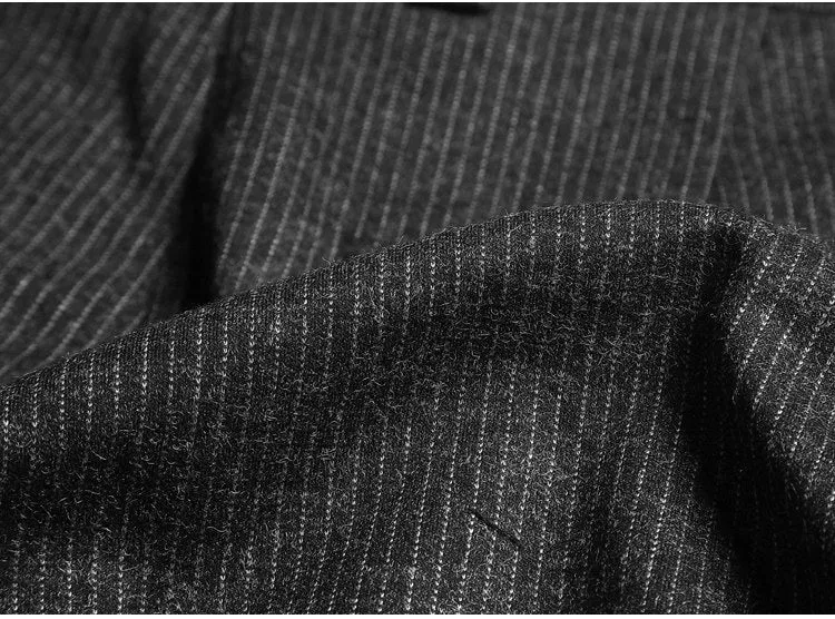 Men's Autumn/Winter Texture Woolen Striped Vertical Pattern Trousers