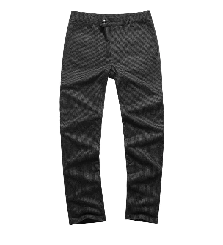 Men's Autumn/Winter Texture Woolen Striped Vertical Pattern Trousers