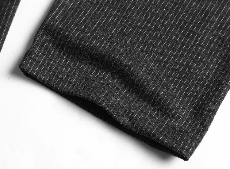 Men's Autumn/Winter Texture Woolen Striped Vertical Pattern Trousers