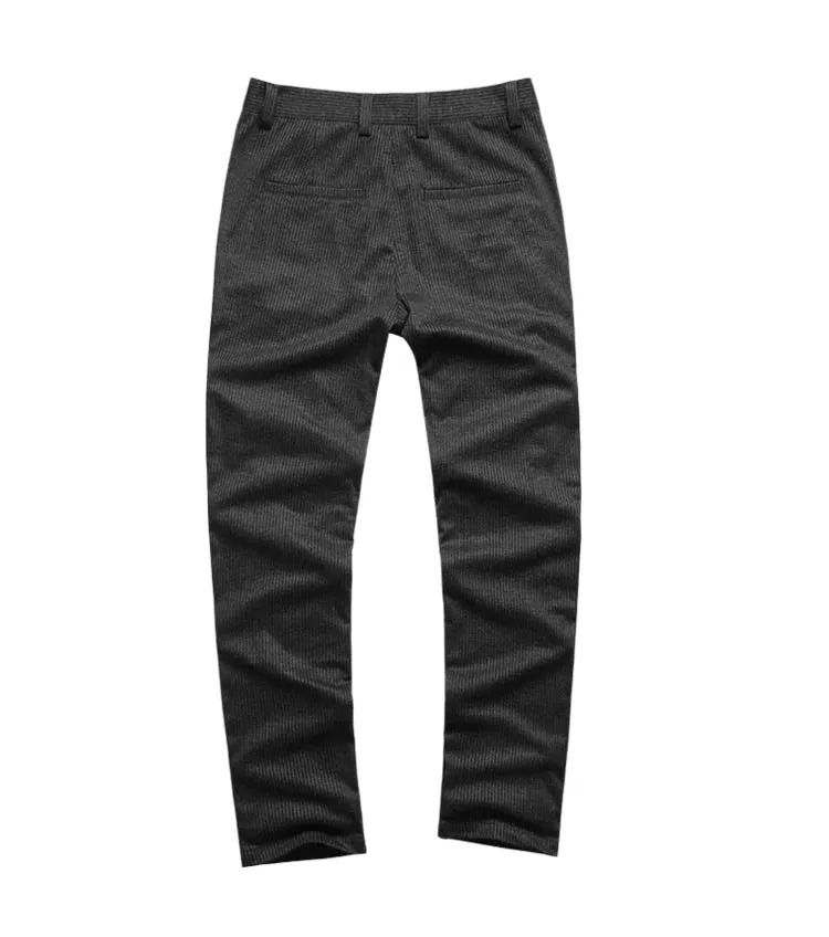 Men's Autumn/Winter Texture Woolen Striped Vertical Pattern Trousers