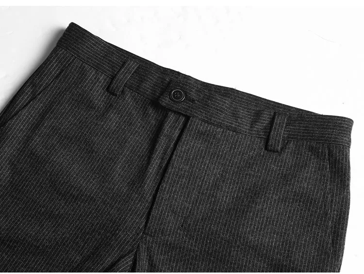 Men's Autumn/Winter Texture Woolen Striped Vertical Pattern Trousers
