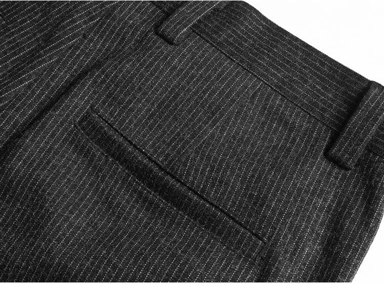 Men's Autumn/Winter Texture Woolen Striped Vertical Pattern Trousers