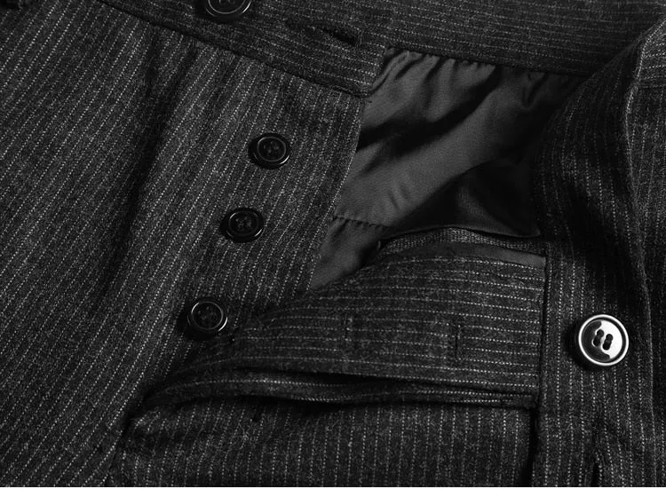 Men's Autumn/Winter Texture Woolen Striped Vertical Pattern Trousers