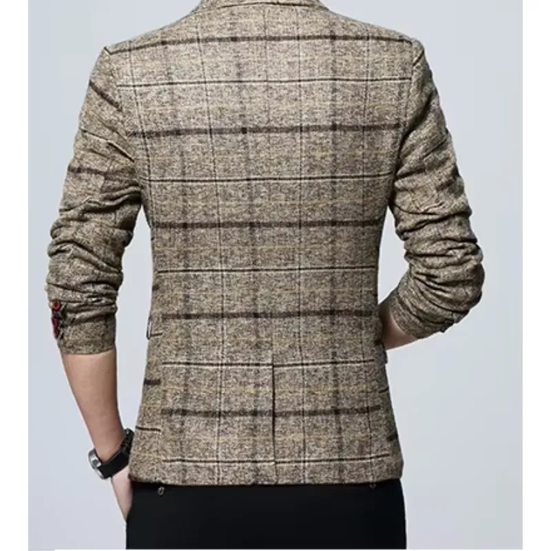 Men's Checked Pattern Slim Fit Blazer | Ideal for All Seasons