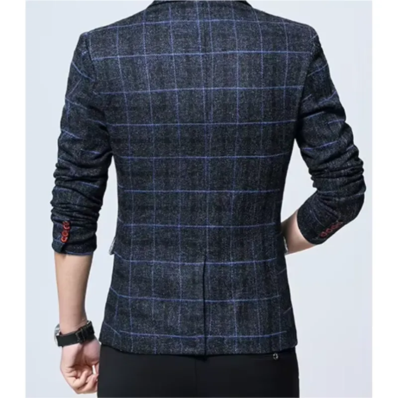 Men's Checked Pattern Slim Fit Blazer | Ideal for All Seasons
