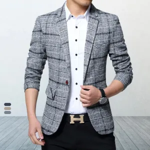 Men's Checked Pattern Slim Fit Blazer | Ideal for All Seasons