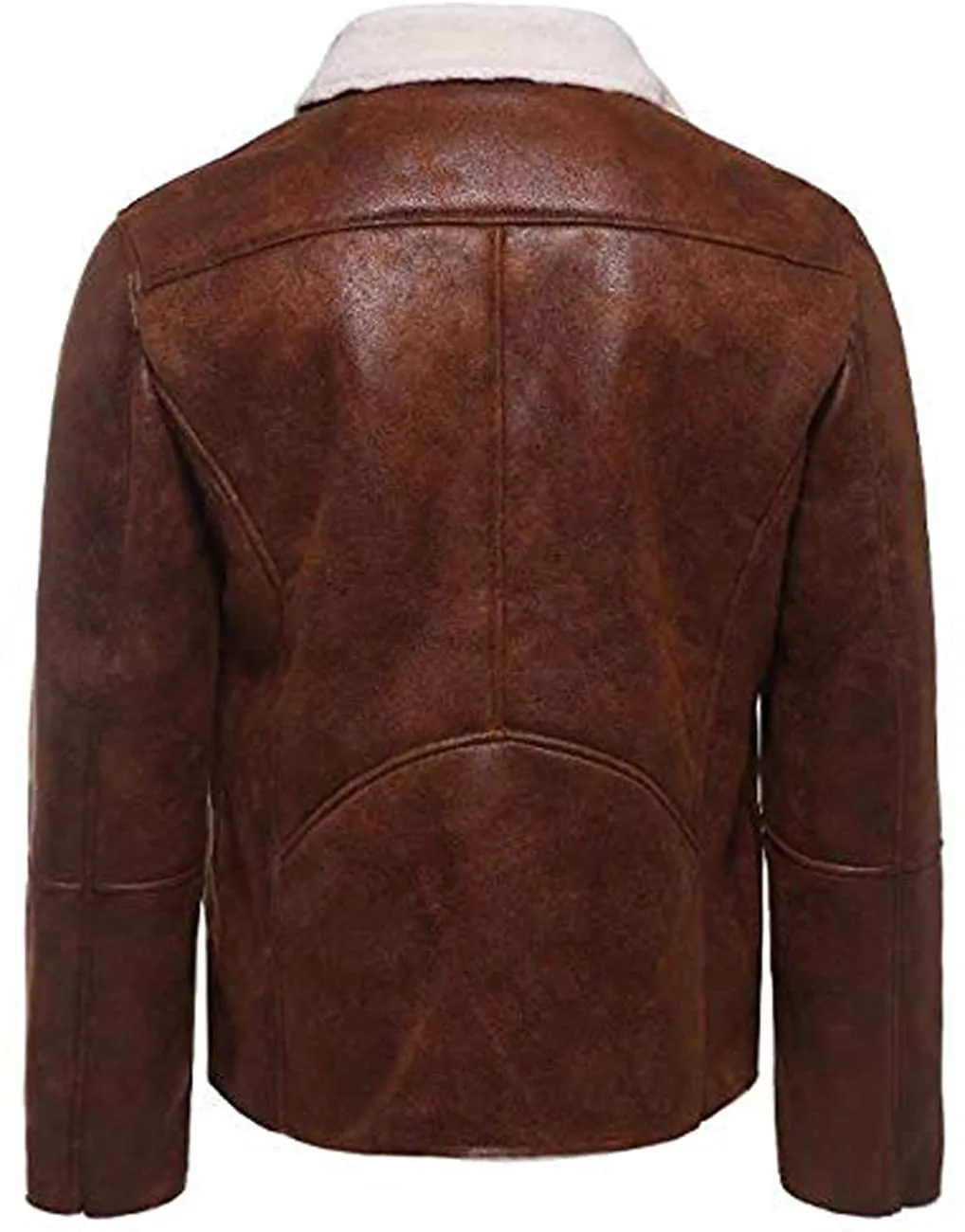 Men’s genuine sheepskin leather jacket with white fur