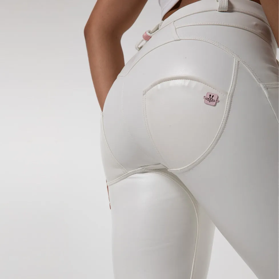 Mid-waist Women's Faux Leather Pants With Fleece Lined