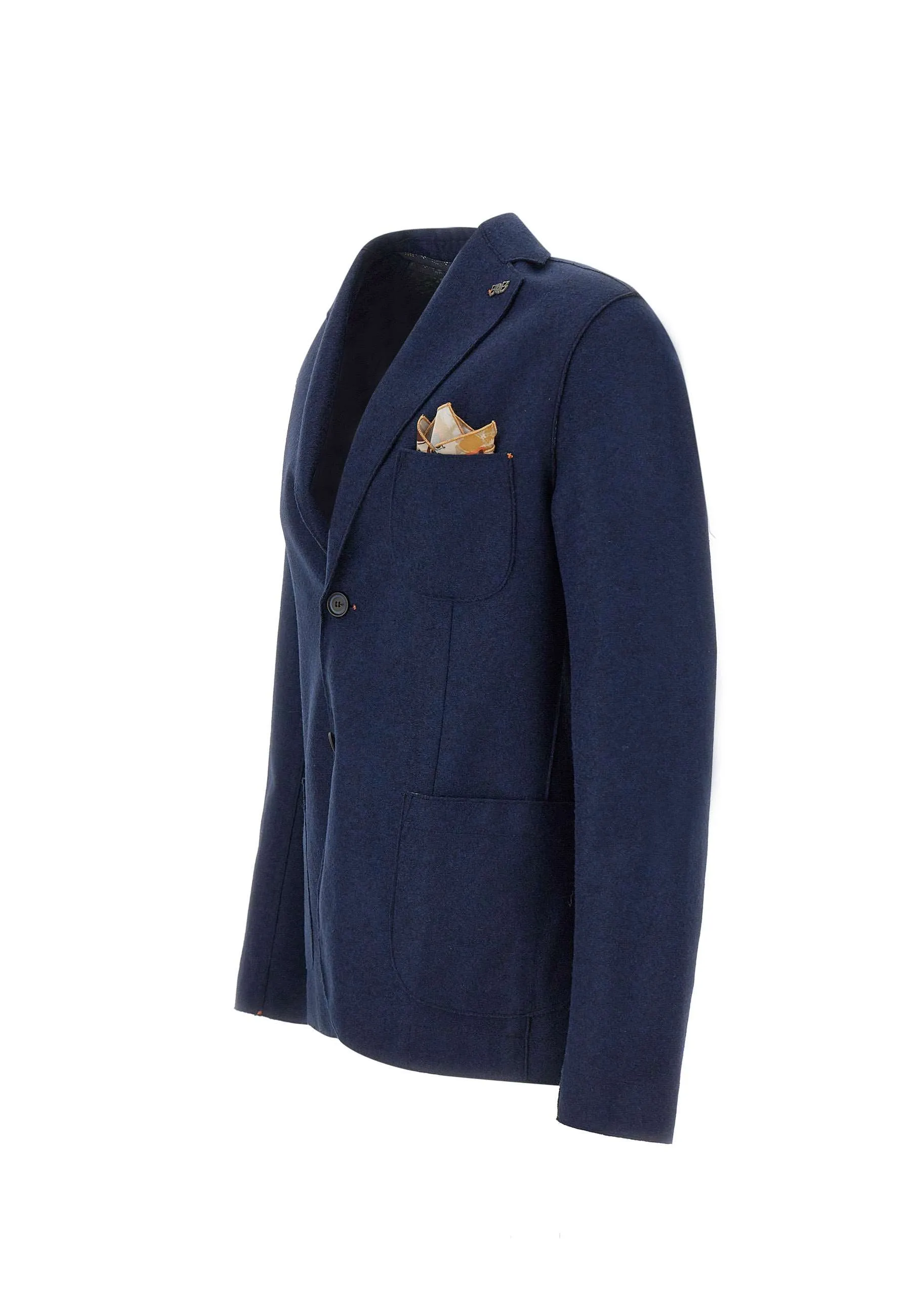 Midnight Blue Wool Blend Blazer