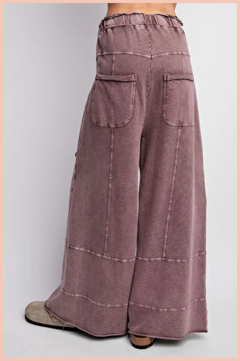 Mineral Wash Terry Knit Wise Leg Pants