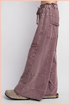 Mineral Wash Terry Knit Wise Leg Pants