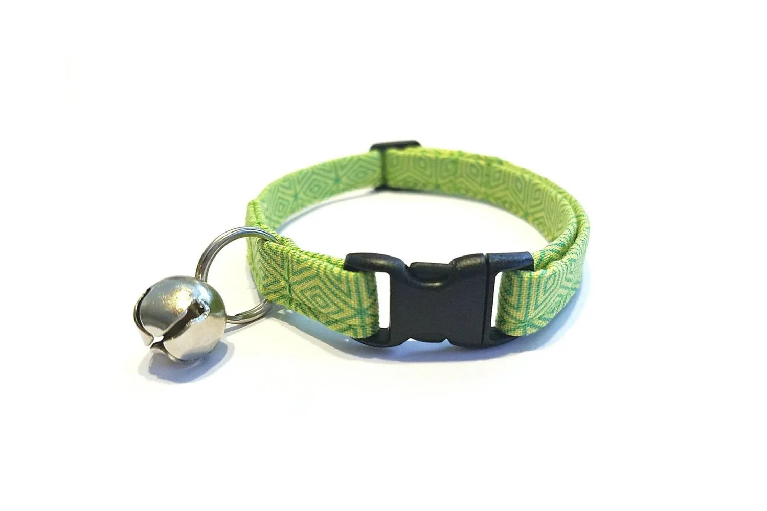 Modern Lime Green Geometric Lines Cat Collar
