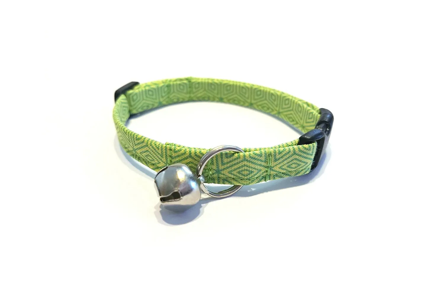 Modern Lime Green Geometric Lines Cat Collar
