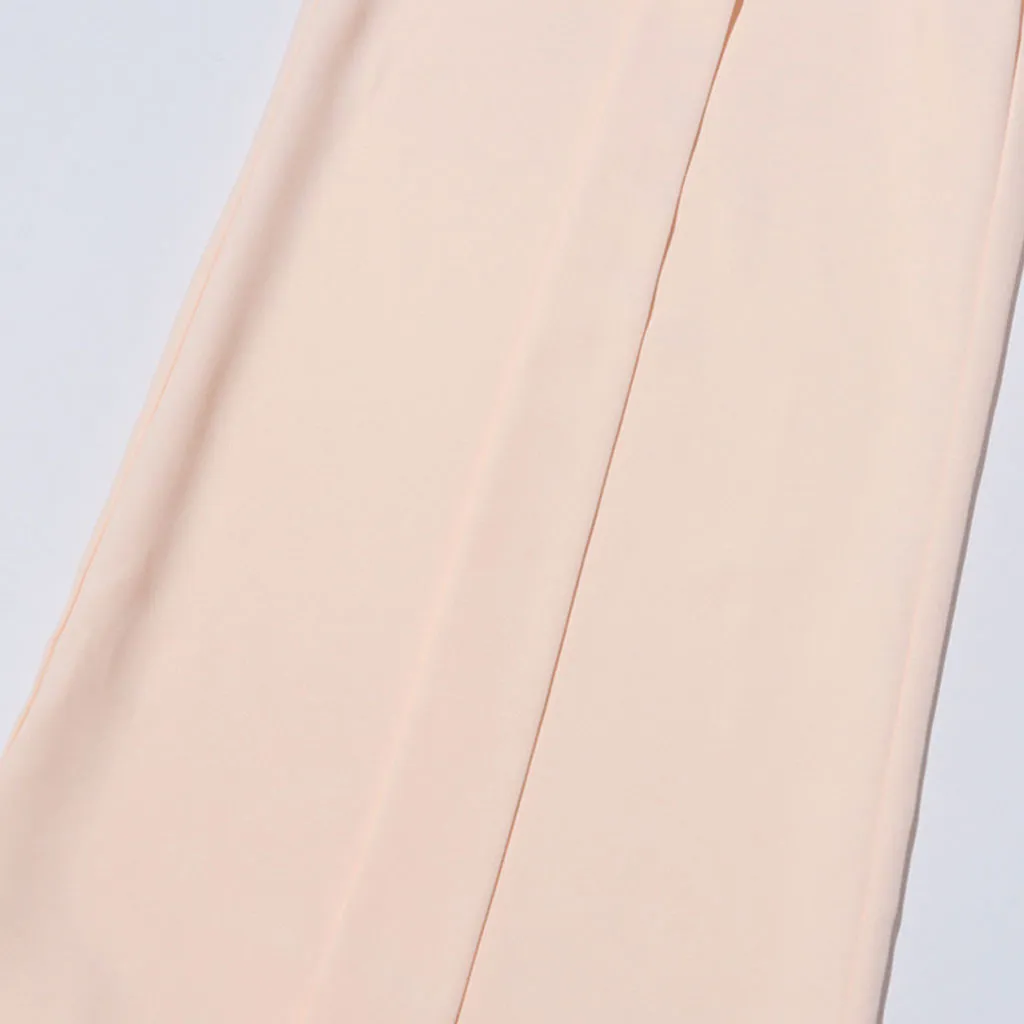 Modern Monochromatic High Waist Pleated Roll Up Hem Wide Leg Pants