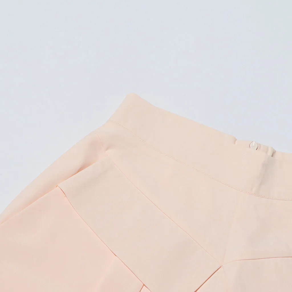 Modern Monochromatic High Waist Pleated Roll Up Hem Wide Leg Pants