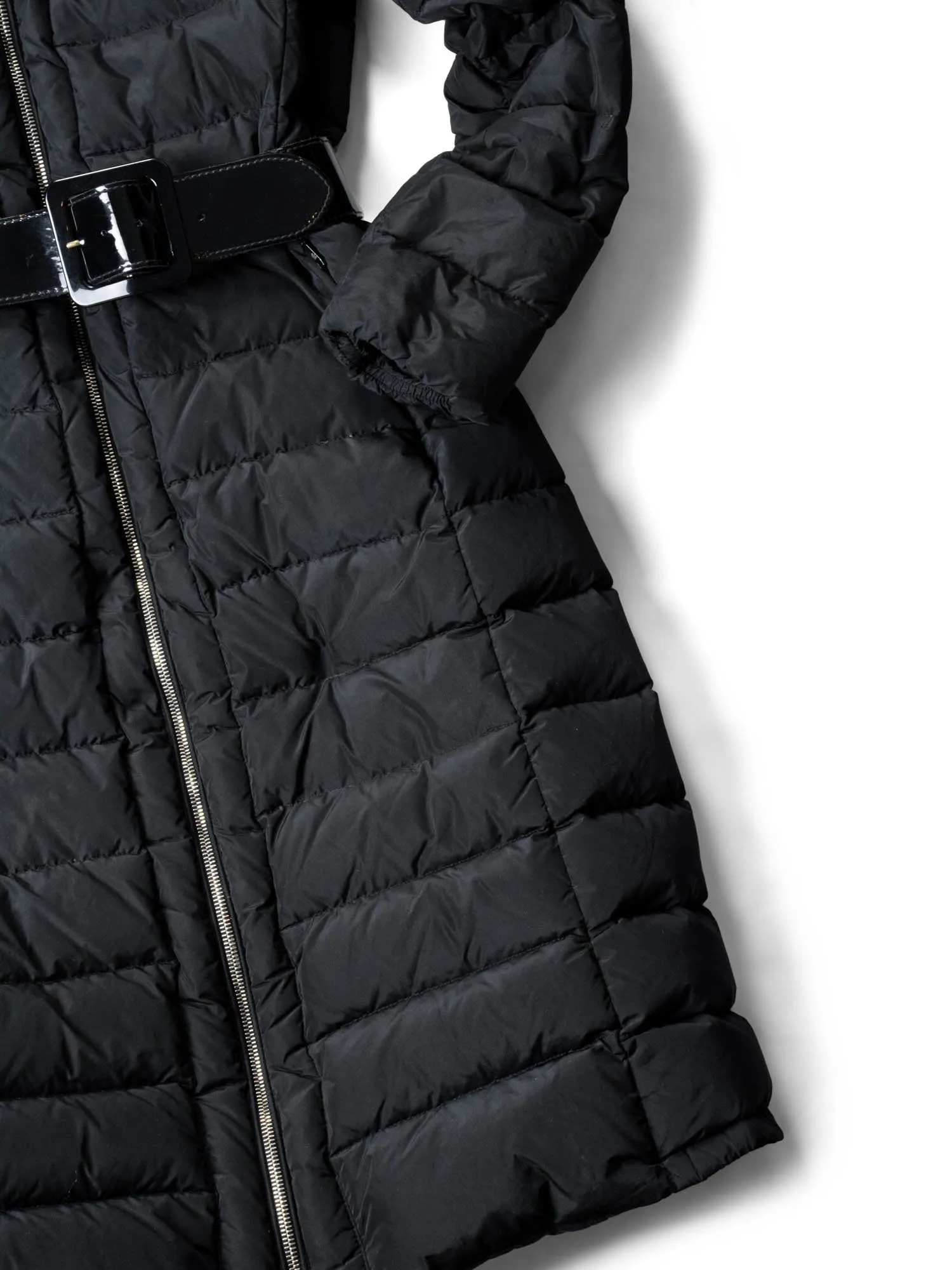 Moncler  Quilted Fitted Hooded Down Puffer Coat Black