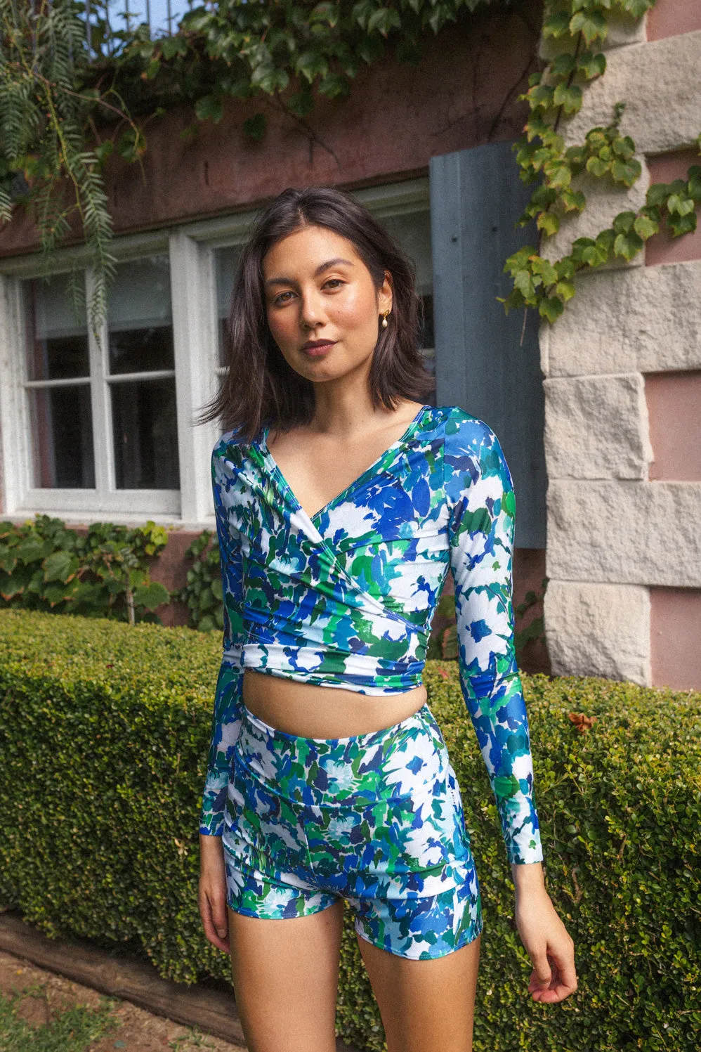 Monet Print Long Sleeve Swim Wrap Top - Limited Edition