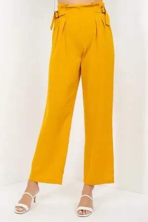 Mustard High Waist Paperbag Wide Pants