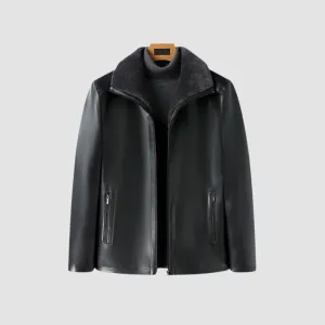 MV Thickened Fur Collar Leather Jacket